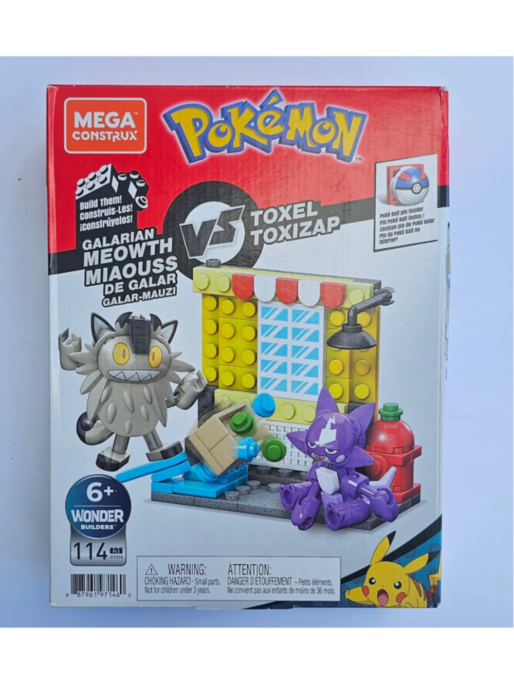 Kids Mega Construx Pokemon Galarian Meowth vs Toxel Building Set One Size